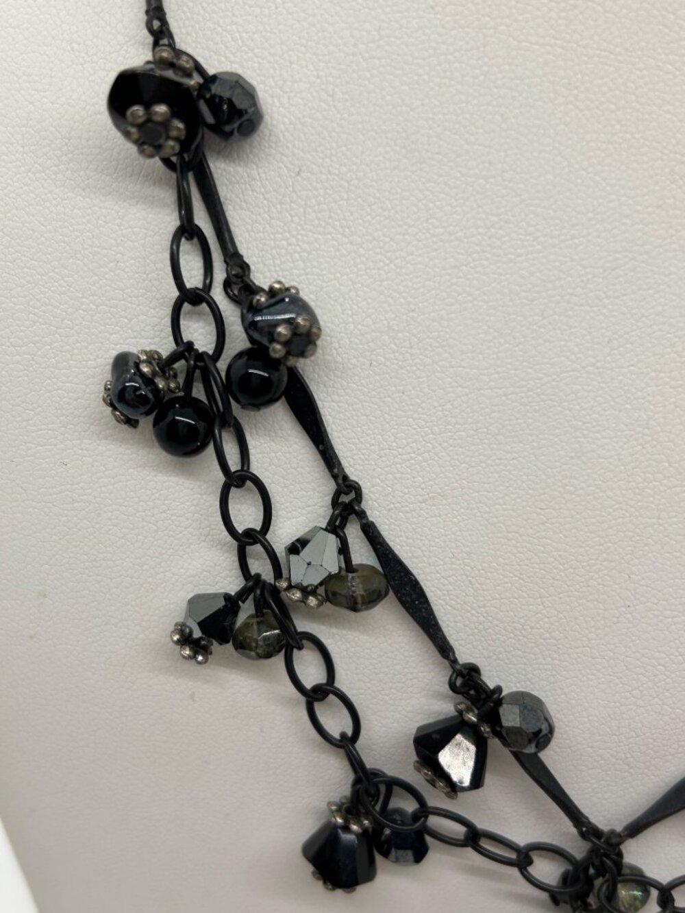 Festoon Necklace Black Faceted Beads Tassel Drop & Chain Chico Bohemian Gothic - Picture 4 of 9